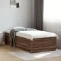 Oak brown engineered wood bed frame 100x200 cm by vidaXL, Beds and slatted bases - Ref: Foro24-3280964, Price: 103,43 €, Disc...