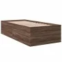 Oak brown engineered wood bed frame 100x200 cm by vidaXL, Beds and slatted bases - Ref: Foro24-3280964, Price: 103,43 €, Disc...