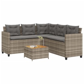 L-förmiges Gartensofa mit Tisch und grauen PE-Rattankissen von vidaXL, Gartensets - Ref: Foro24-369049, Preis: 335,28 €, Raba...
