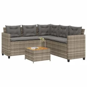 L-shaped garden sofa with table and gray PE rattan cushions by vidaXL, Garden sets - Ref: Foro24-369049, Price: 398,32 €, Dis...