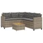 L-shaped garden sofa with table and gray PE rattan cushions by vidaXL, Garden sets - Ref: Foro24-369049, Price: 398,32 €, Dis...