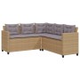 L-förmiges Gartensofa mit beigem PE-Rattantisch und Kissen von vidaXL, Gartensets - Ref: Foro24-369042, Preis: 296,85 €, Raba...