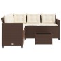 L-shaped garden sofa with table and brown PE rattan cushions by vidaXL, Garden sets - Ref: Foro24-369040, Price: 295,25 €, Di...