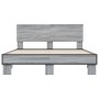 Estructura cama madera ingeniería metal gris Sonoma 140x190 cm de vidaXL, Camas y somieres - Ref: Foro24-3280215, Precio: 145...