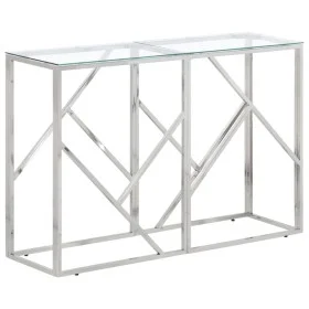 Console table silver stainless steel and tempered glass by vidaXL, Side tables - Ref: Foro24-349993, Price: 145,47 €, Discoun...