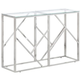 Konsolentisch aus silbernem Edelstahl und gehärtetem Glas von vidaXL, Seitentische - Ref: Foro24-349993, Preis: 151,24 €, Rab...