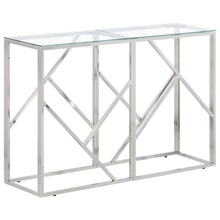 Mesa consola acero inoxidable plateado y vidrio templado de vidaXL, Mesas auxiliares - Ref: Foro24-349993, Precio: 151,02 €, ...