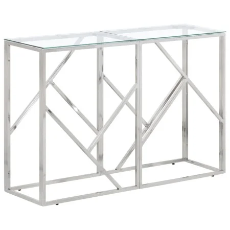 Mesa consola acero inoxidable plateado y vidrio templado de vidaXL, Mesas auxiliares - Ref: Foro24-349993, Precio: 148,73 €, ...