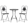 Schwarz-weißes Bistro-Set aus Keramik und Eisenmosaik von vidaXL, Gartensets - Ref: Foro24-3216354, Preis: 214,00 €, Rabatt: %