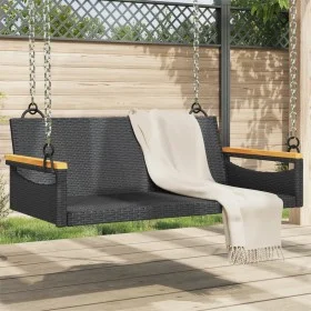 Black synthetic rattan swing bench 109x62x40 cm by vidaXL, garden benches - Ref: Foro24-368143, Price: 92,69 €, Discount: %