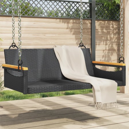 Banco columpio de ratán sintético negro 109x62x40 cm de vidaXL, Bancos de jardín - Ref: Foro24-368143, Precio: 88,94 €, Descu...