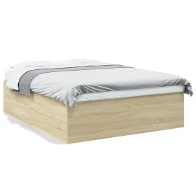 Sonoma oak engineered wood bed frame 160x200 cm by vidaXL, Beds and slatted bases - Ref: Foro24-3280911, Price: 147,17 €, Dis...