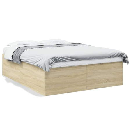 Bettgestell aus Sonoma-Eiche-Holzwerkstoff, 160 x 200 cm von vidaXL, Betten und Lattenroste - Ref: Foro24-3280911, Preis: 149...