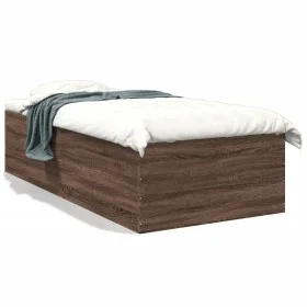 Brown oak engineered wood bed frame 75x190 cm by vidaXL, Beds and slatted bases - Ref: Foro24-3280985, Price: 102,73 €, Disco...
