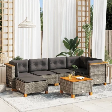 7-piece garden sofa set with gray synthetic rattan cushions by vidaXL, Garden sets - Ref: Foro24-3261918, Price: 473,19 €, Di...