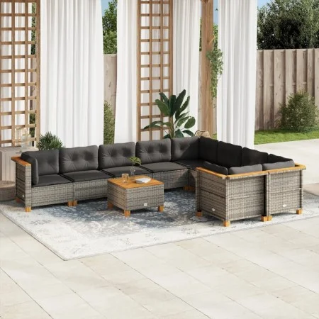 10-piece garden sofa set with gray synthetic rattan cushions by vidaXL, Garden sets - Ref: Foro24-3262008, Price: 752,72 €, D...