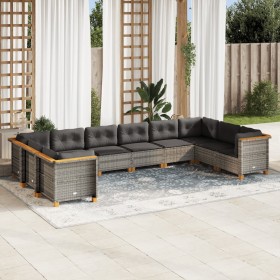 10-piece garden sofa set with gray synthetic rattan cushions by vidaXL, Garden sets - Ref: Foro24-3262020, Price: 727,86 €, D...