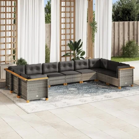 10-piece garden sofa set with gray synthetic rattan cushions by vidaXL, Garden sets - Ref: Foro24-3262020, Price: 807,55 €, D...