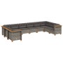 10-teilige Gartensofagarnitur mit grauen synthetischen Rattankissen von vidaXL, Gartensets - Ref: Foro24-3262020, Preis: 727,...