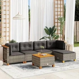 6-teiliges Gartenmöbel-Set und graue synthetische Rattankissen von vidaXL, Gartensets - Ref: Foro24-3261792, Preis: 455,12 €,...