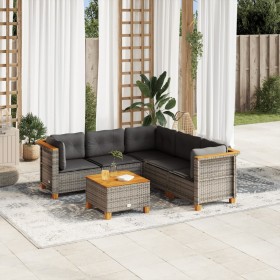 6-teiliges Gartenmöbel-Set und graue synthetische Rattankissen von vidaXL, Gartensets - Ref: Foro24-3261828, Preis: 400,86 €,...