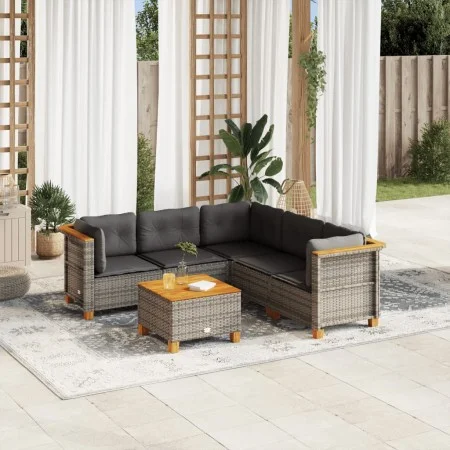 6-teiliges Gartenmöbel-Set und graue synthetische Rattankissen von vidaXL, Gartensets - Ref: Foro24-3261828, Preis: 400,43 €,...