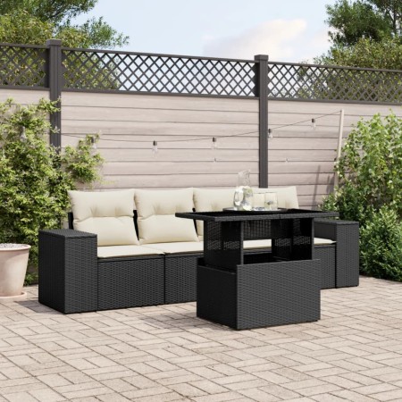 5-teiliges Gartenmöbel-Set und schwarze synthetische Rattankissen von vidaXL, Gartensets - Ref: Foro24-3268986, Preis: 343,79...