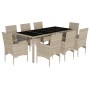 9-piece garden dining set with PE rattan and gray glass cushions by vidaXL, Garden sets - Ref: Foro24-3278578, Price: 615,49 ...