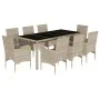 9-piece garden dining set with PE rattan and gray glass cushions by vidaXL, Garden sets - Ref: Foro24-3278578, Price: 633,52 ...