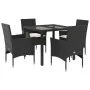 Garden dining set 5 pieces with black glass synthetic rattan cushions by vidaXL, Garden sets - Ref: Foro24-3278538, Price: 34...