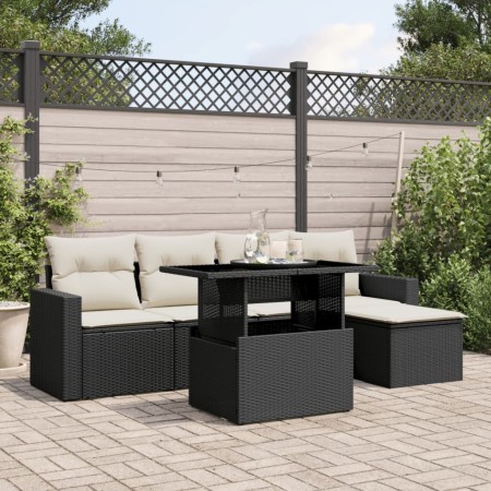 6-piece garden sofa set and black synthetic rattan cushions by vidaXL, Garden sets - Ref: Foro24-3267236, Price: 372,93 €, Di...