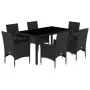 Garden dining set 7 pieces with black glass synthetic rattan cushions by vidaXL, Garden sets - Ref: Foro24-3278546, Price: 50...