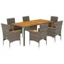 7-piece garden dining set with gray acacia PE rattan cushions by vidaXL, Garden sets - Ref: Foro24-3278637, Price: 610,46 €, ...