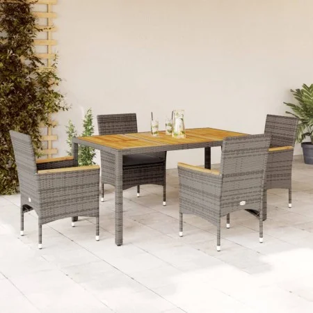 5-piece garden dining set with gray acacia PE rattan cushions by vidaXL, Garden sets - Ref: Foro24-3278635, Price: 445,21 €, ...