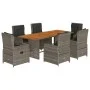 Garden dining set 7 pieces and gray synthetic rattan cushions by vidaXL, Garden sets - Ref: Foro24-3262785, Price: 1,00 €, Di...
