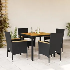 5-piece garden dining set with black acacia PE rattan cushions by vidaXL, Garden sets - Ref: Foro24-3278628, Price: 375,41 €,...