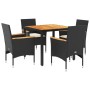 5-piece garden dining set with black acacia PE rattan cushions by vidaXL, Garden sets - Ref: Foro24-3278628, Price: 356,87 €,...
