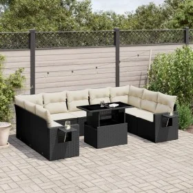 Garden sofa set 10 pieces with black synthetic rattan cushions by vidaXL, Garden sets - Ref: Foro24-3268106, Price: 638,49 €,...