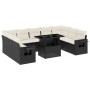 Gartensofa-Set 10-teilig mit schwarzen synthetischen Rattankissen von vidaXL, Gartensets - Ref: Foro24-3268106, Preis: 604,67...