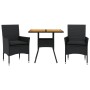 3-piece garden dining set with black acacia PE rattan cushions by vidaXL, Garden sets - Ref: Foro24-3278711, Price: 192,92 €,...