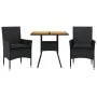 3-piece garden dining set with black acacia PE rattan cushions by vidaXL, Garden sets - Ref: Foro24-3278711, Price: 206,56 €,...
