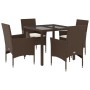Garden dining set 5 pieces with brown glass synthetic rattan cushions by vidaXL, Garden sets - Ref: Foro24-3278550, Price: 31...