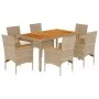 7-piece garden dining set with beige acacia PE rattan cushions by vidaXL, Garden sets - Ref: Foro24-3278642, Price: 567,20 €,...