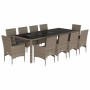 Garden dining set 11 pieces with synthetic rattan cushions and gray glass by vidaXL, Garden sets - Ref: Foro24-3278592, Price...