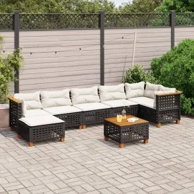 8-teiliges Gartensofa-Set und schwarze synthetische Rattankissen von vidaXL, Gartensets - Ref: Foro24-3261932, Preis: 571,81 ...