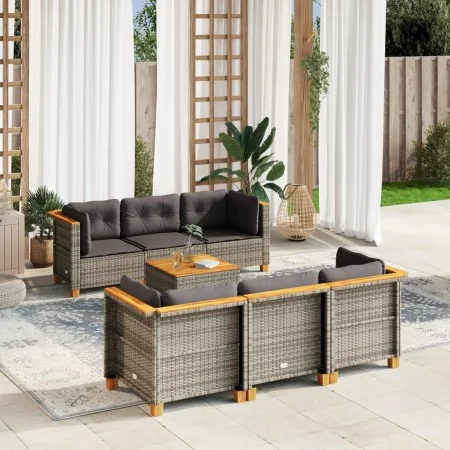 7-piece garden sofa set with gray synthetic rattan cushions by vidaXL, Garden sets - Ref: Foro24-3261738, Price: 532,05 €, Di...