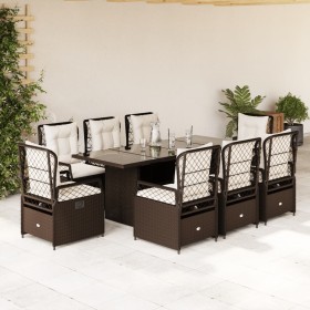 Garden dining set 9 pieces and brown synthetic rattan cushions by vidaXL, Garden sets - Ref: Foro24-3262927, Price: 967,24 €,...