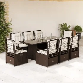 Garden dining set 9 pieces and brown synthetic rattan cushions by vidaXL, Garden sets - Ref: Foro24-3262927, Price: 967,54 €,...