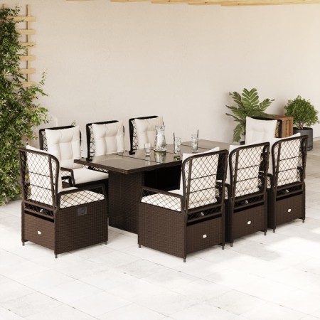 Garden dining set 9 pieces and brown synthetic rattan cushions by vidaXL, Garden sets - Ref: Foro24-3262927, Price: 965,70 €,...