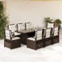 Garden dining set 9 pieces and brown synthetic rattan cushions by vidaXL, Garden sets - Ref: Foro24-3262927, Price: 965,70 €,...